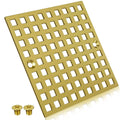 Brushed gold square shower drain cover with rectangular hole pattern