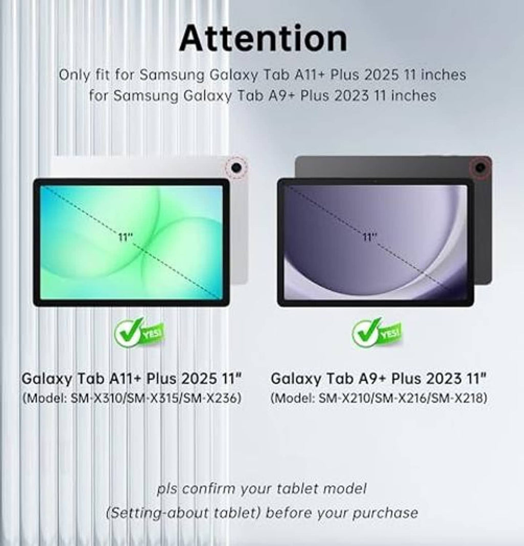 11-inch keyboard case fitment chart showing Galaxy Tab models for selection