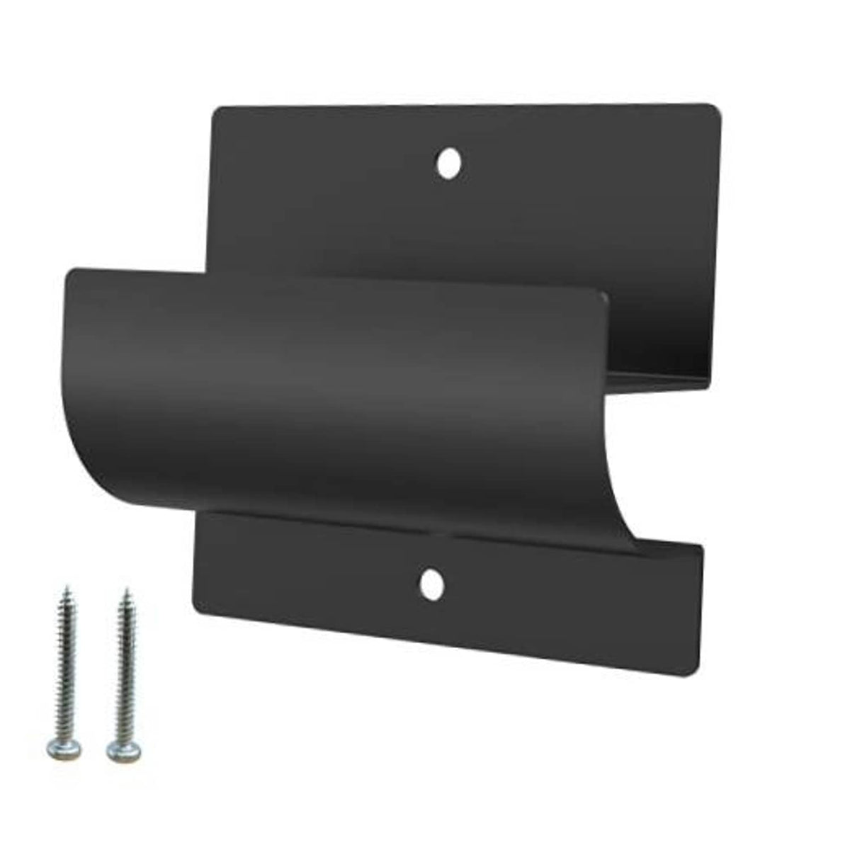 Black ladder storage hook bracket with two mounting screws