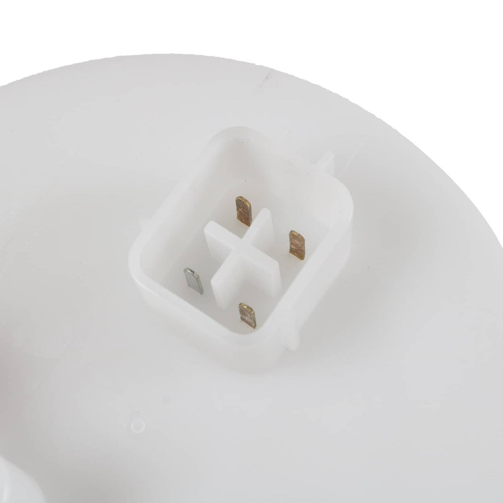 Fuel pump sending unit underside with terminal contacts in white plastic module