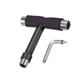 Black all-in-one skateboard T-tool with socket wrench and hex key
