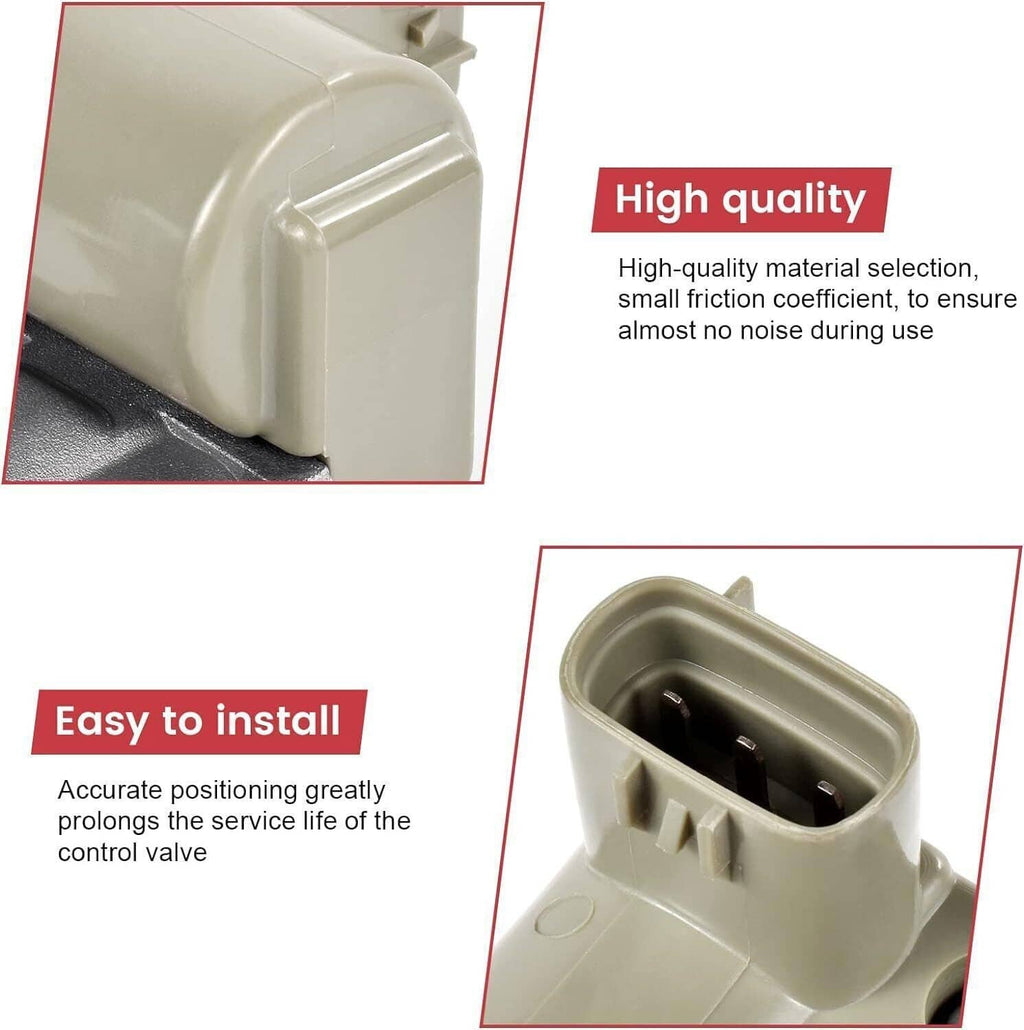 Idle air control valve close-up of beige plastic housing and metal mounting base