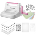 Die cutting and embossing machine with 6in opening, white body and pink handle, CRAFTGENES