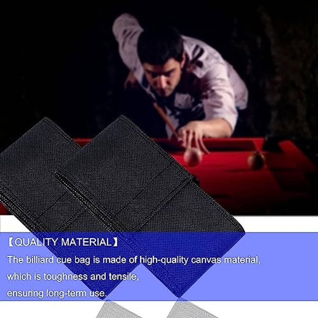 Black padded pool cue case sleeve with reinforced flap and hook-and-loop area