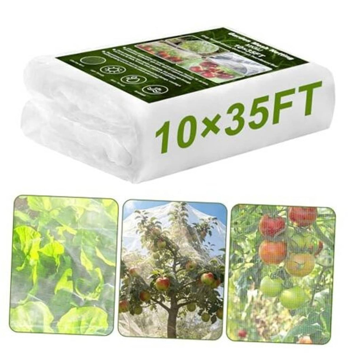 White ultra-fine garden netting roll, 10x35ft pest barrier fabric cover