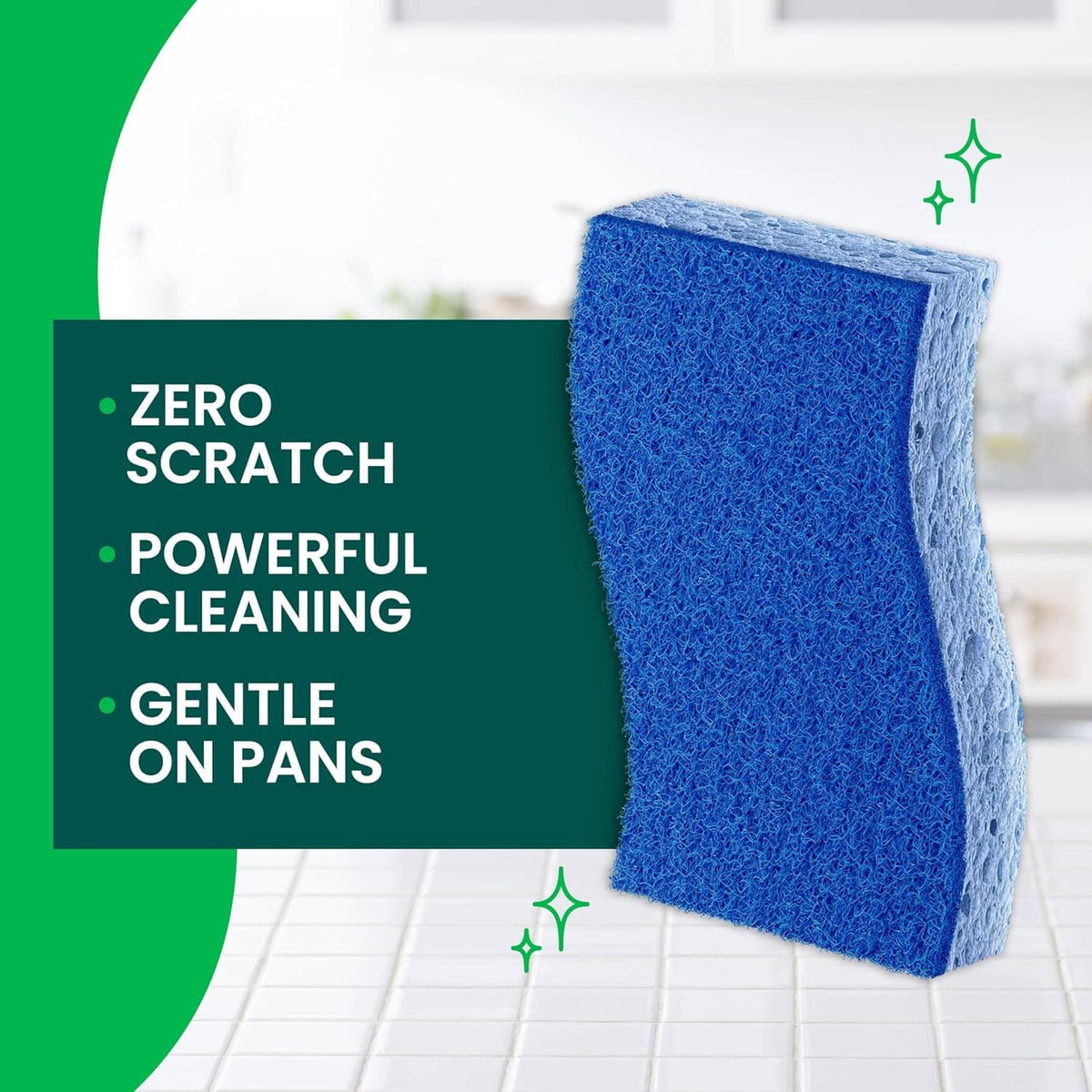Blue scrub sponge block for powerful yet gentle everyday cleaning.