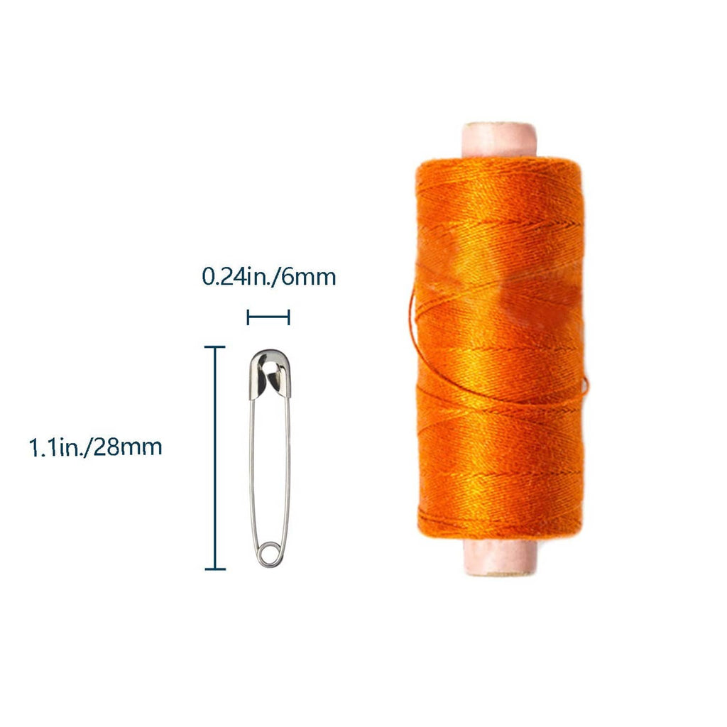 1.1 in safety pins with silver-tone clasp and orange thread spool
