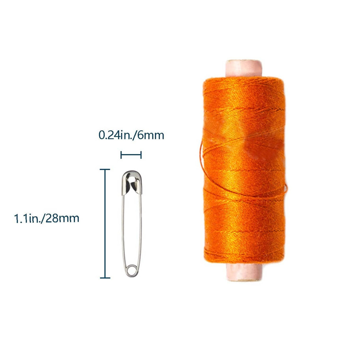 1.1 in safety pins with silver-tone clasp and orange thread spool