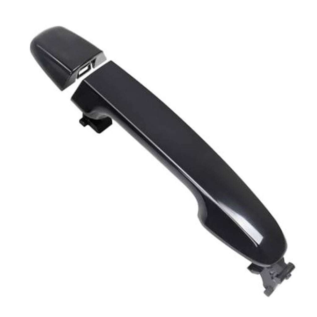 Black front right passenger-side exterior door handle with chrome accent strip