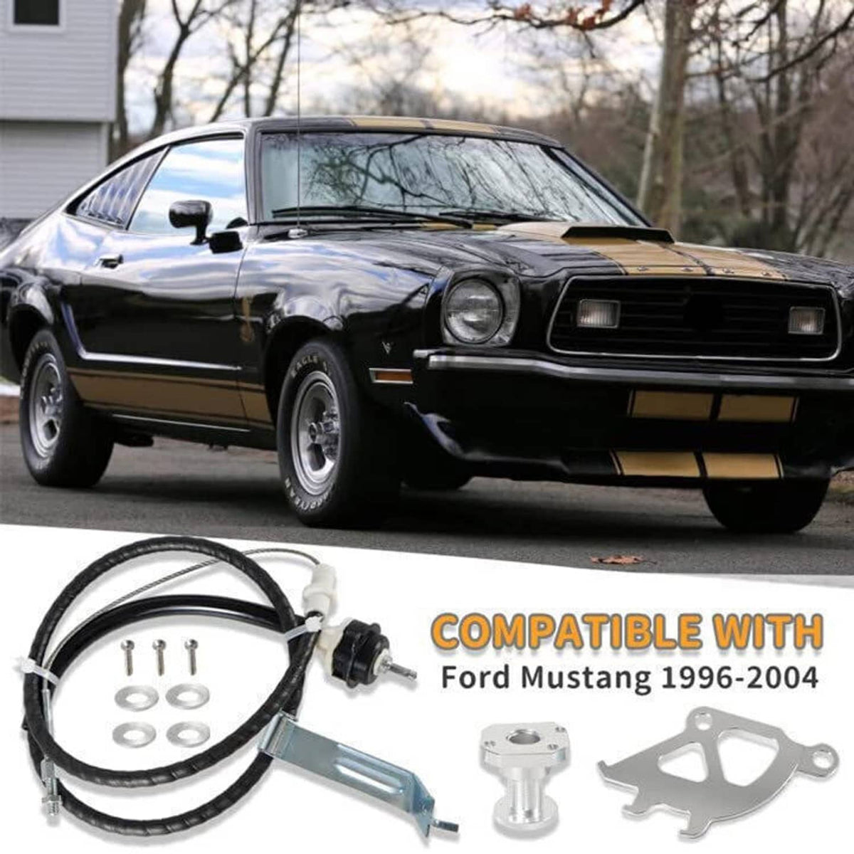 Clutch cable quadrant and firewall adjuster kit with black cable, regulator, bracket, and washers