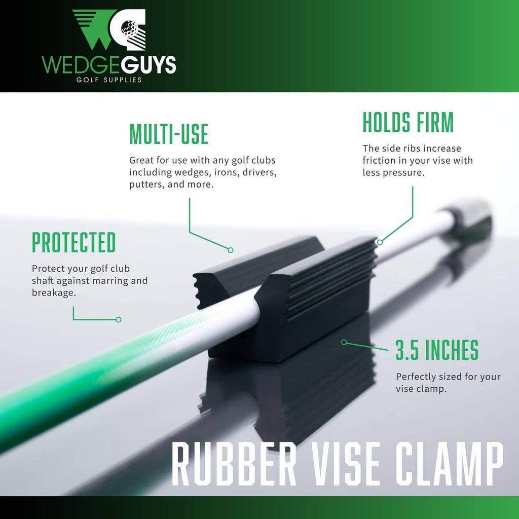 Rubber vise clamp securing a golf club for grip tape installation