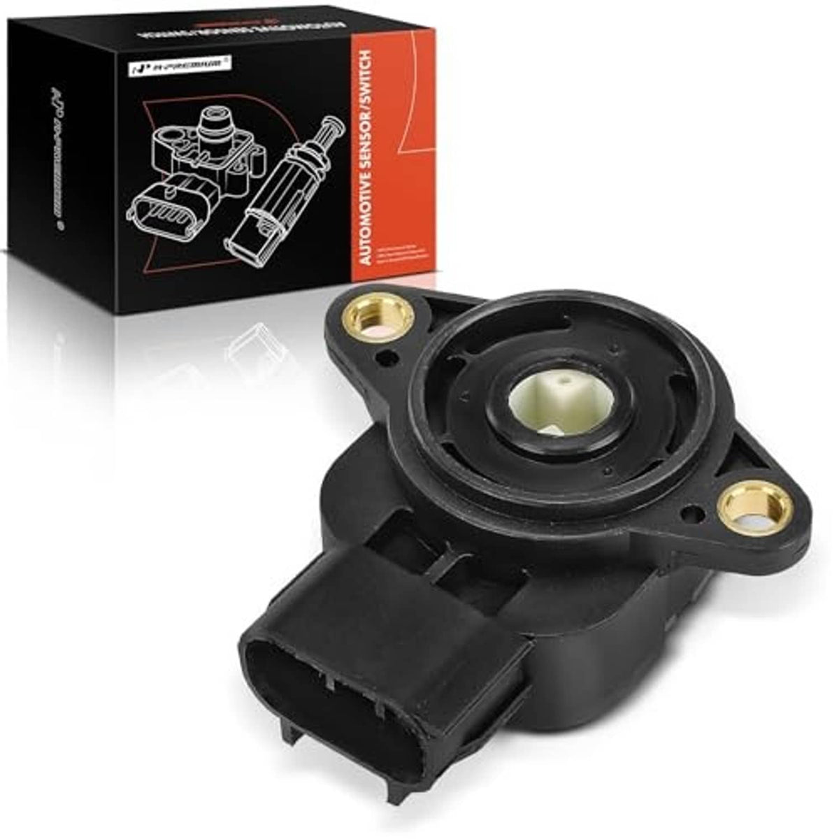 Throttle position sensor with black body, round diaphragm, and two gold terminals