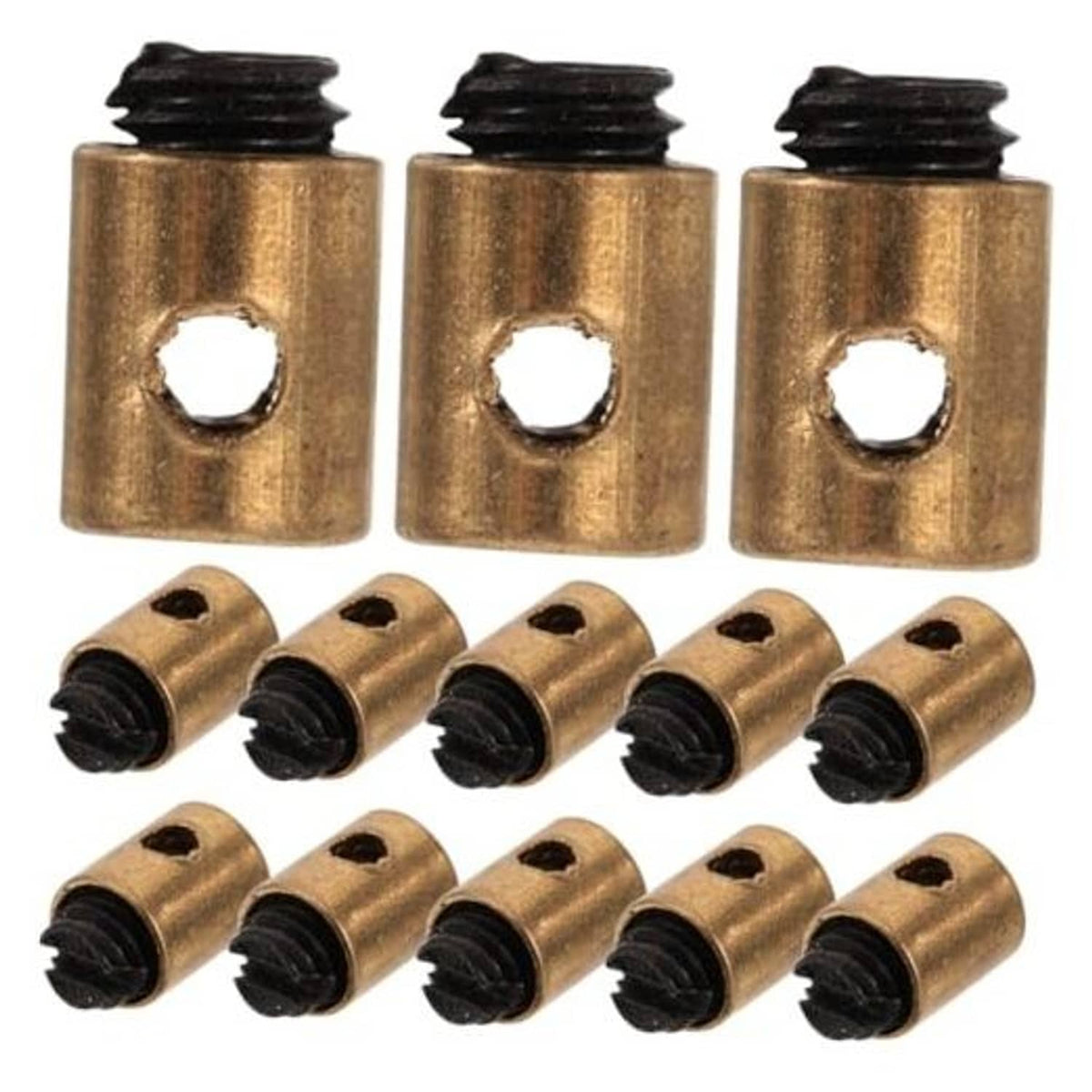 20-piece metal throttle cable nipples, brass body with black rubber ends
