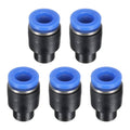 Set of 5 black push-to-connect tube OD plug fittings, 6 mm (1/4 in)