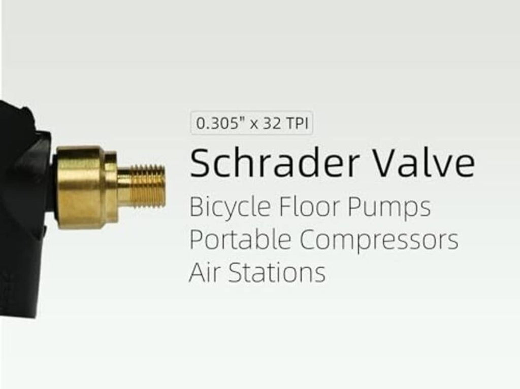 Black valve adapter end with brass connector and threaded screw for bike pumps