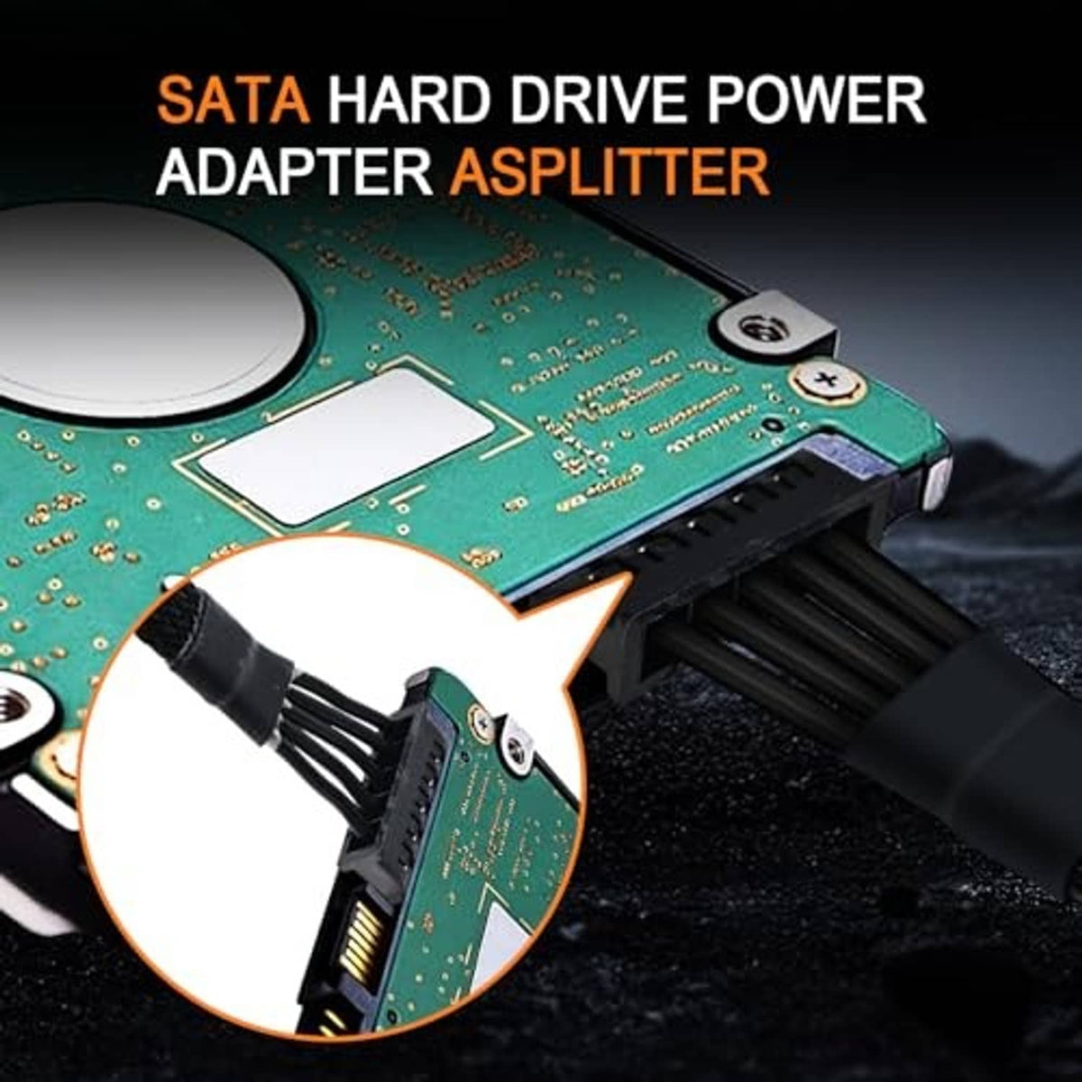 SATA hard drive power adapter splitter with pin connector to HDD power slot