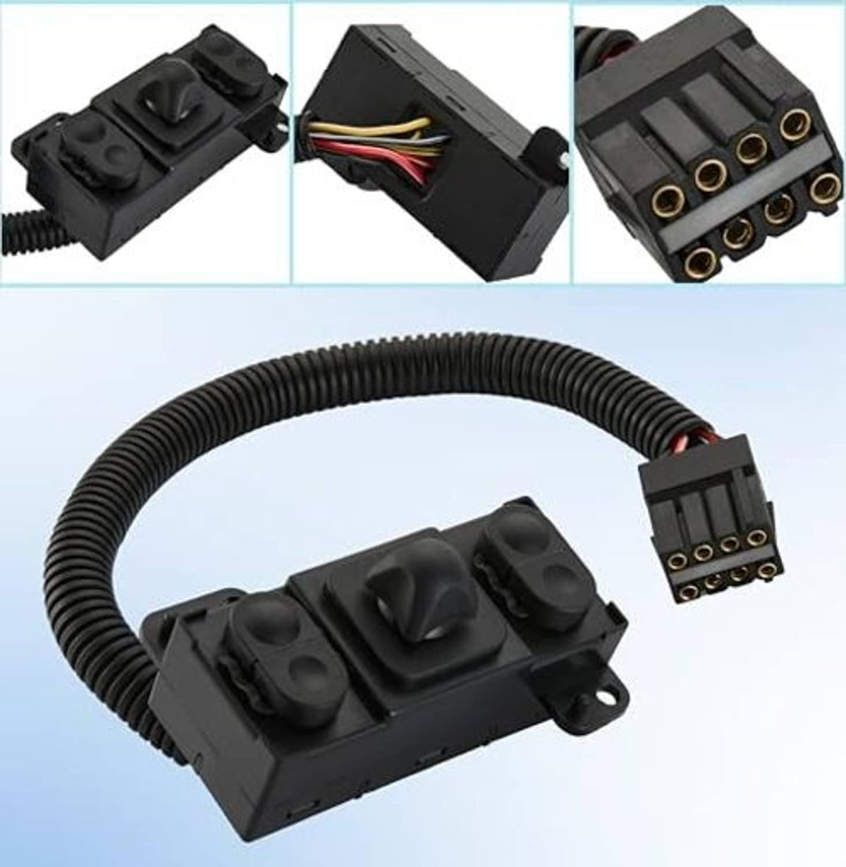 Power seat tilt switch with wiring harness and connector, detail close-up
