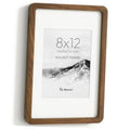 8x12 walnut picture frame with clear glass and white mat, front view