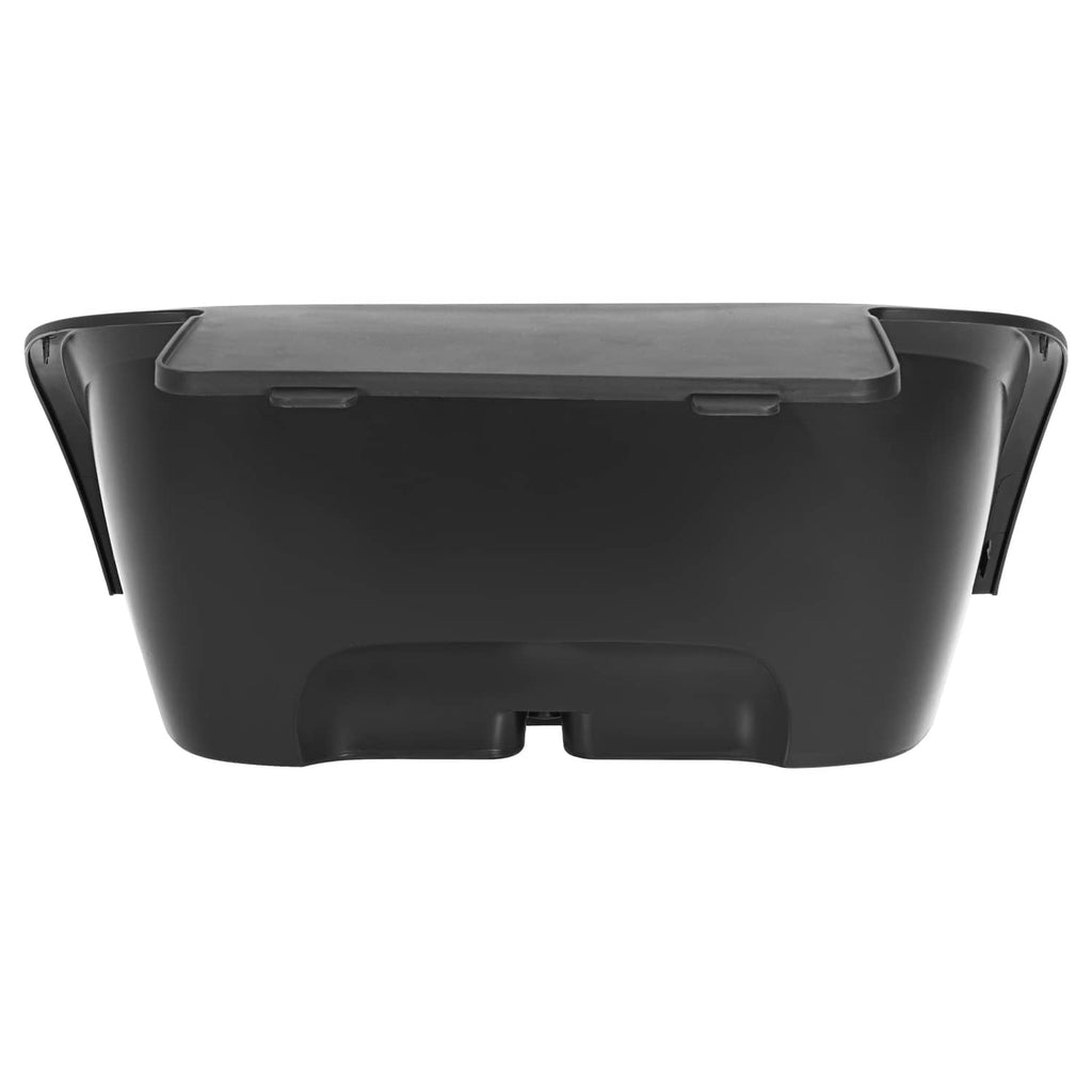 Dark gray rear bagwell cover with cutout opening and tabs for golf cart storage