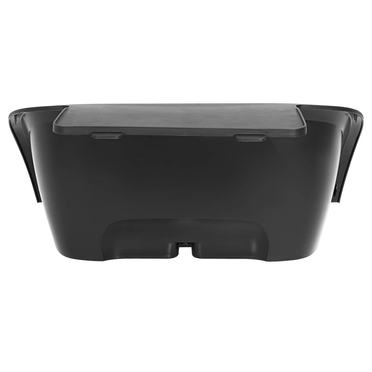 Dark gray rear bagwell cover with cutout opening and tabs for golf cart storage