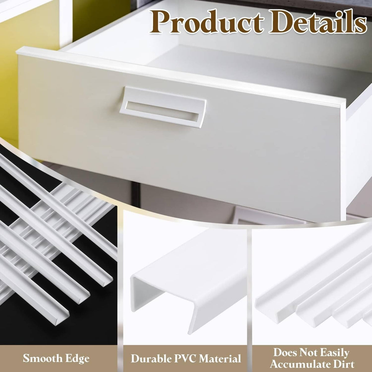 Set of white cabinet door protector guards with smooth edges and durable plastic