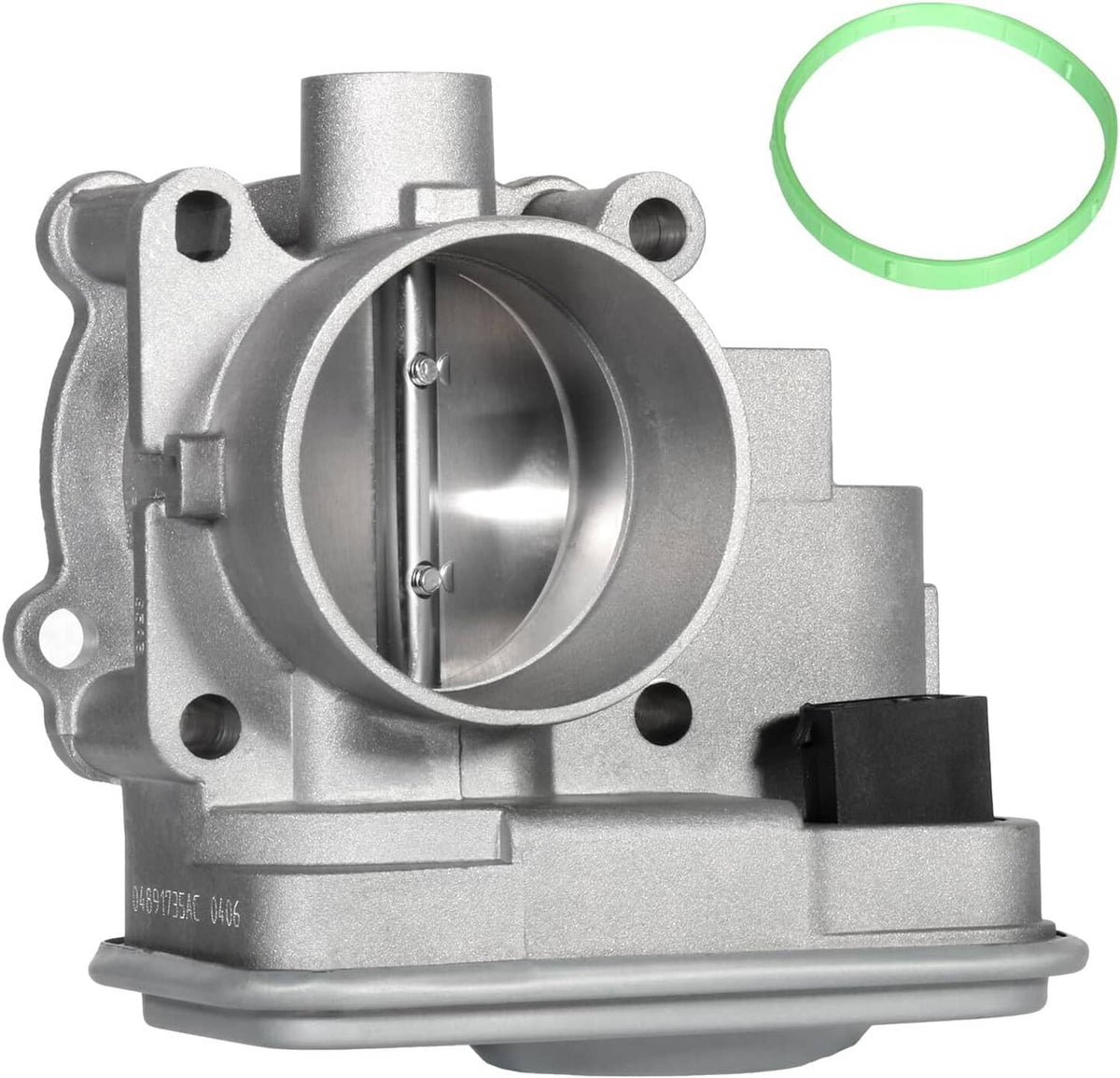 Throttle body assembly with electronic butterfly valve bore opening and mounting holes