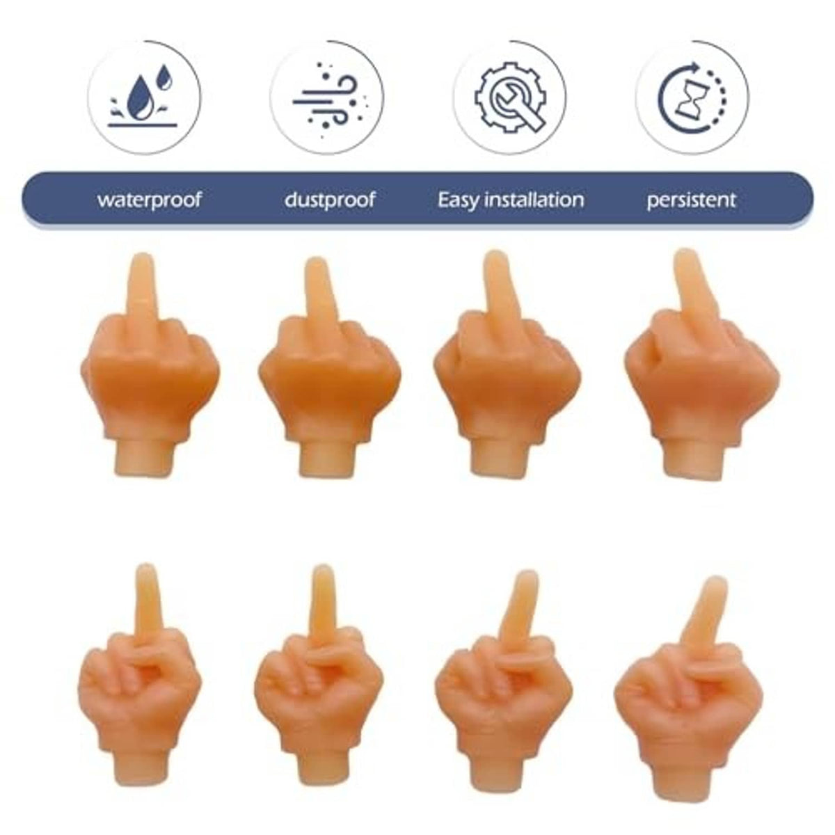 Orange middle-finger tire valve caps with waterproof and dustproof design