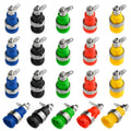 4mm banana socket binding post female plugs in blue, black, green, red, yellow (set)