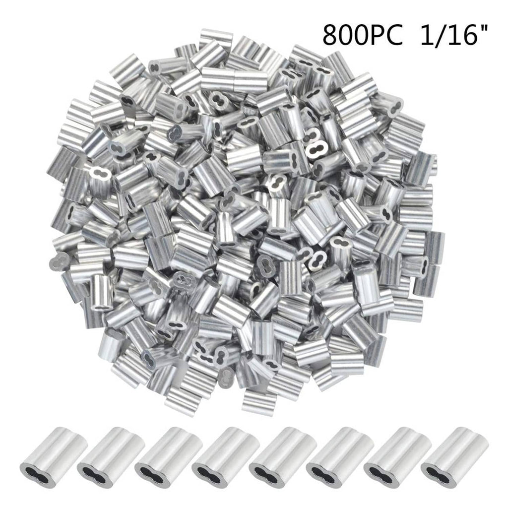 Aluminum cable ferrule sleeves with loop crimp holes, shown in a set