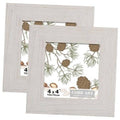Rustic white distressed wood 4x4 picture frames with clear glass, two-pack front view