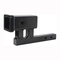 Black 2-inch receiver hitch extender adapter with round pin hole and two side holes