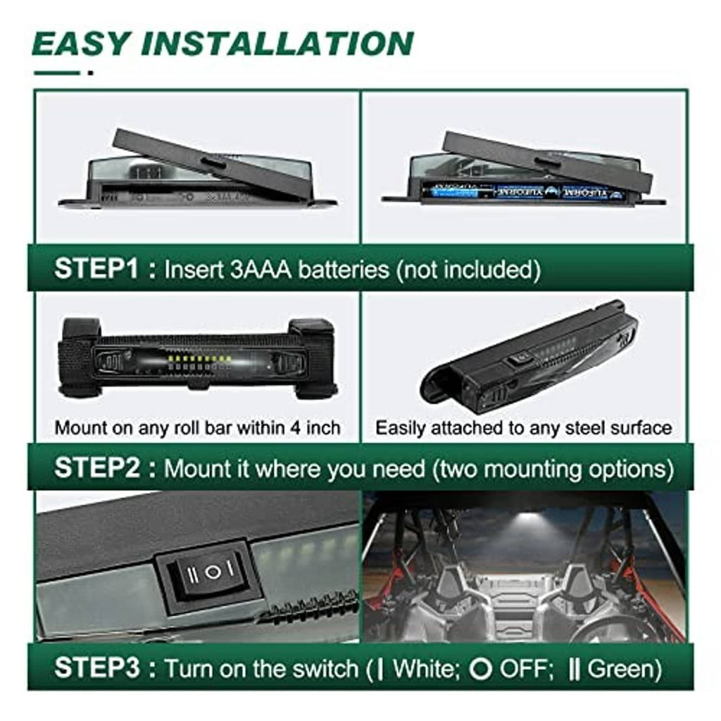Black roll bar LED light bar with side switch and adjustable strap mount