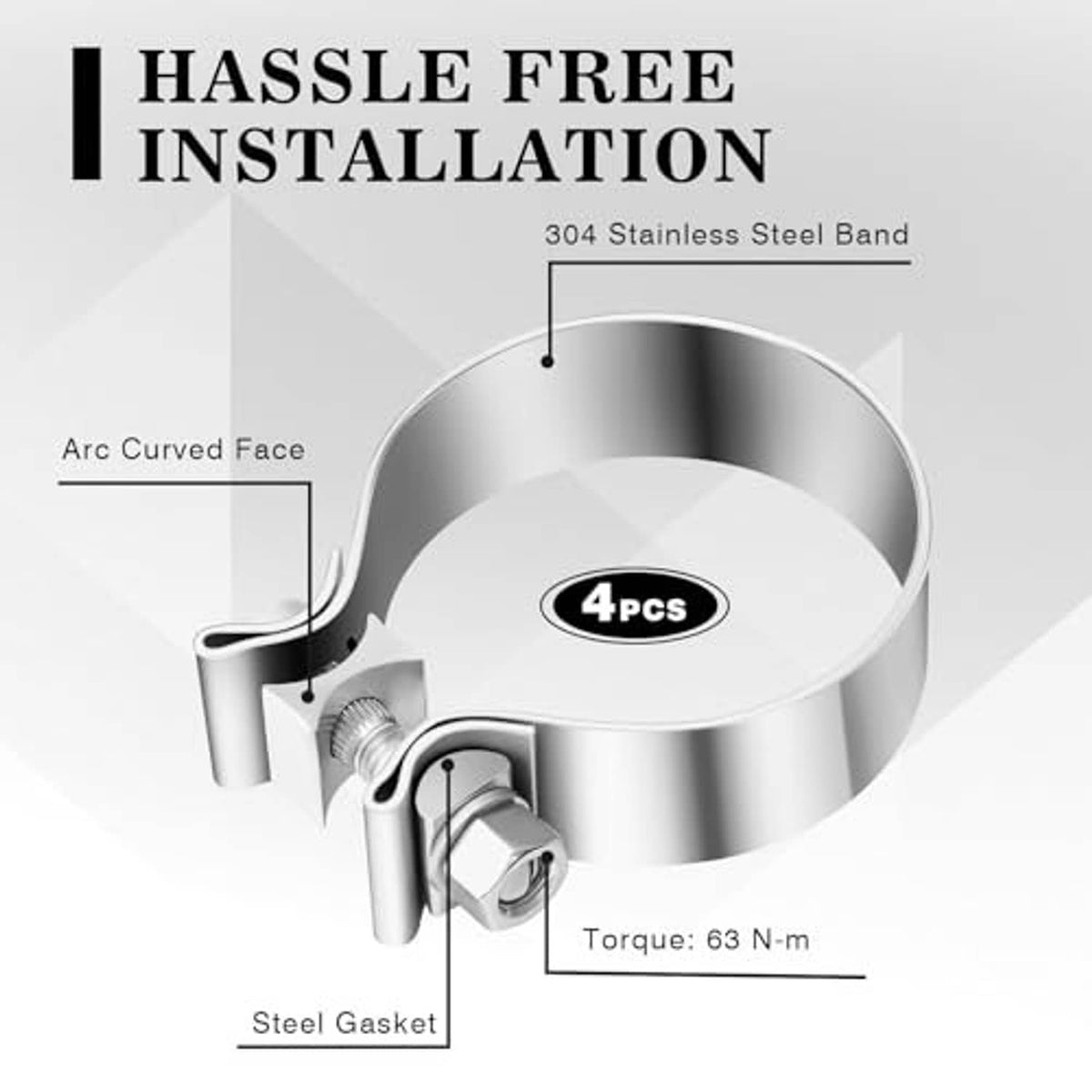 Stainless steel muffler clamp band with 304 steel band style hardware