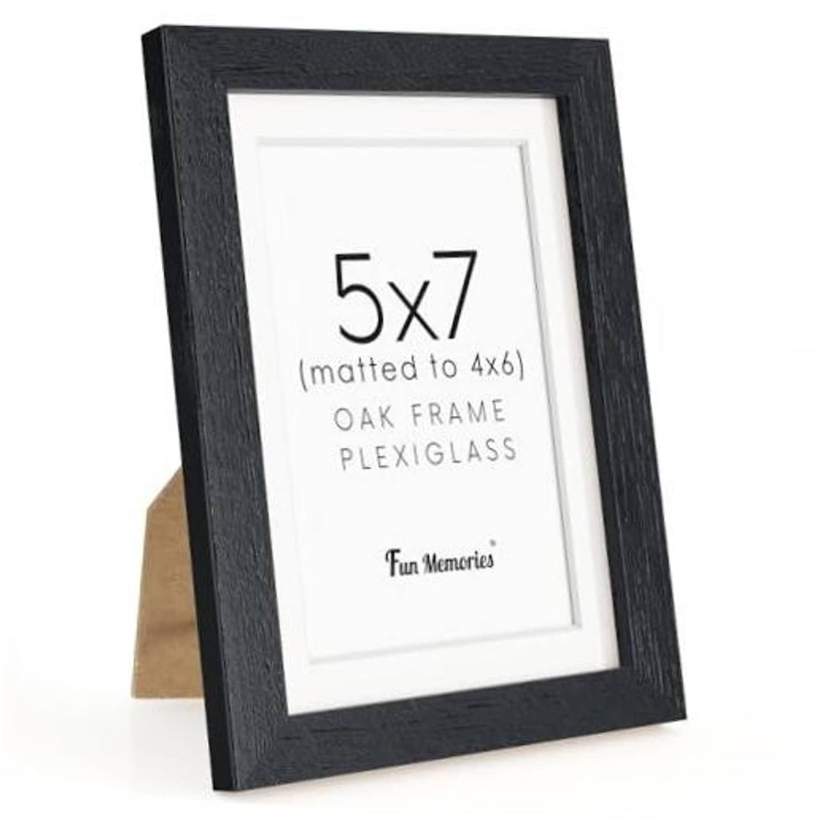 Black 5x7 picture frame with white mat and plexiglass front