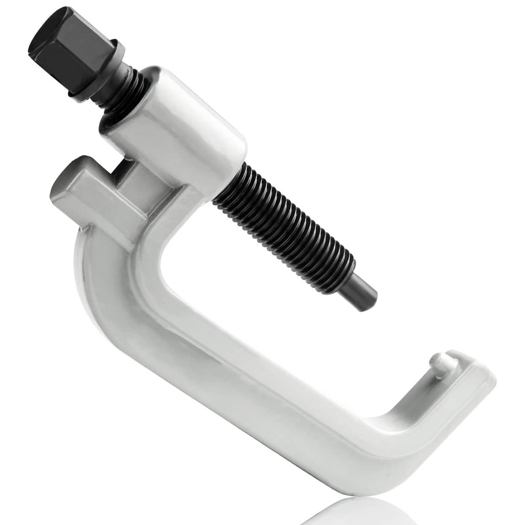 White torsion bar unloading removal tool with black threaded screw and U-shaped frame