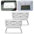 White marine deck access hatch with hinged lid and molded ribbed underside