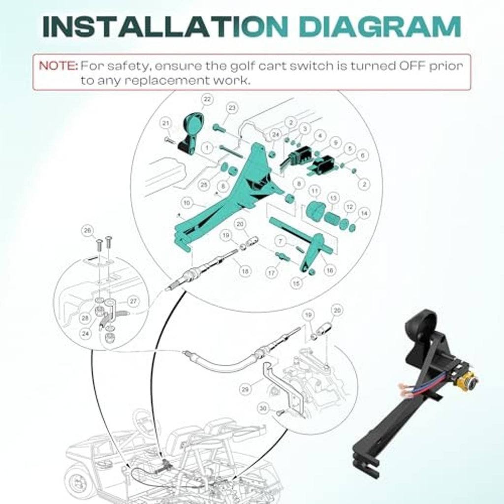 Forward and reverse shifter installation diagram with wiring and switch layout