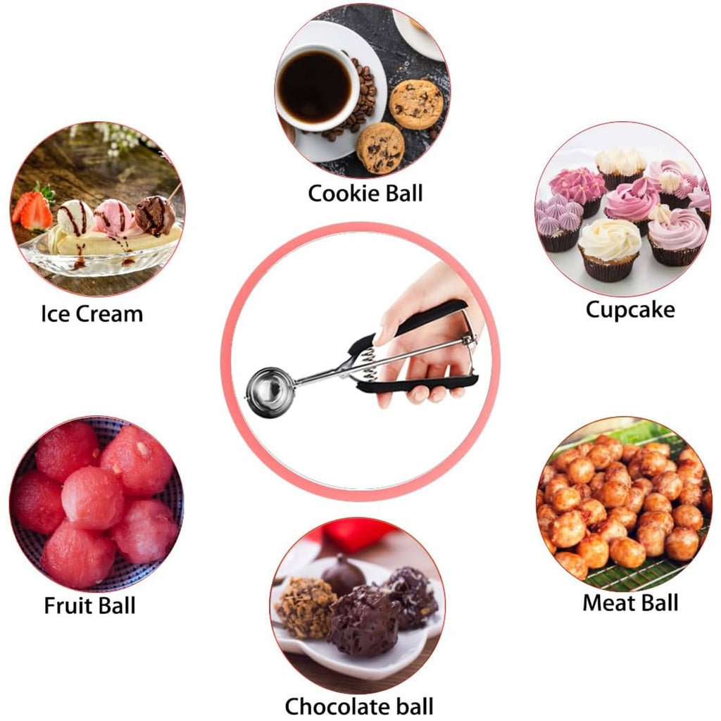 Cookie scoop used to form assorted dessert balls and cupcake portions