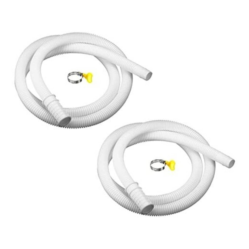 White corrugated AC drain hose with clamp and yellow screw fitting, 16mm ID