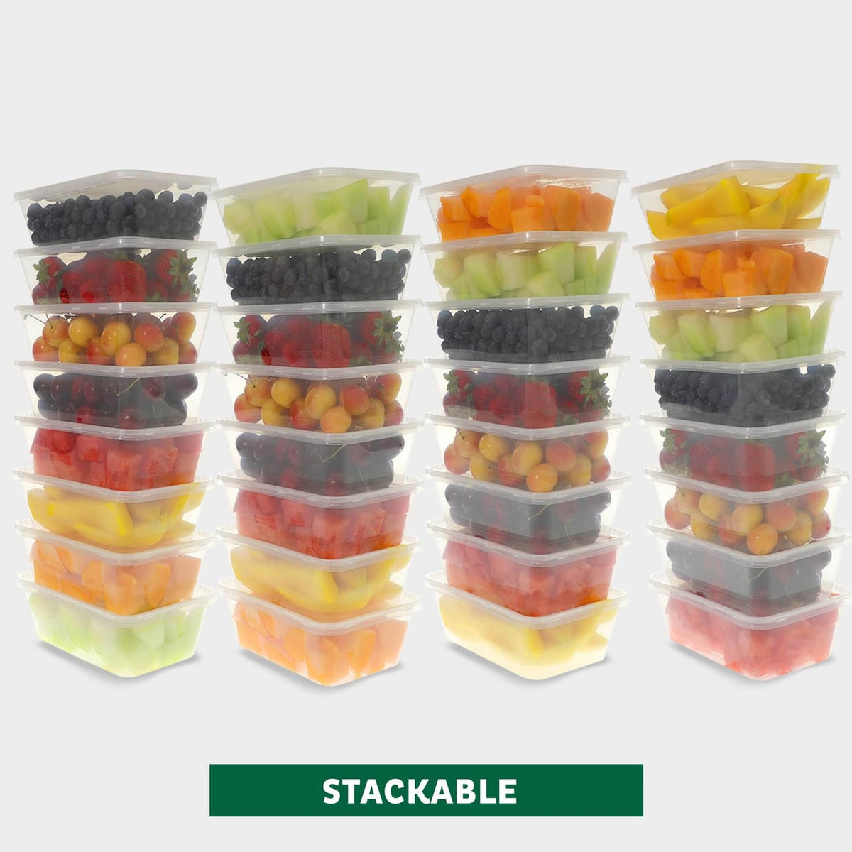 Stackable clear plastic food storage containers with airtight lids