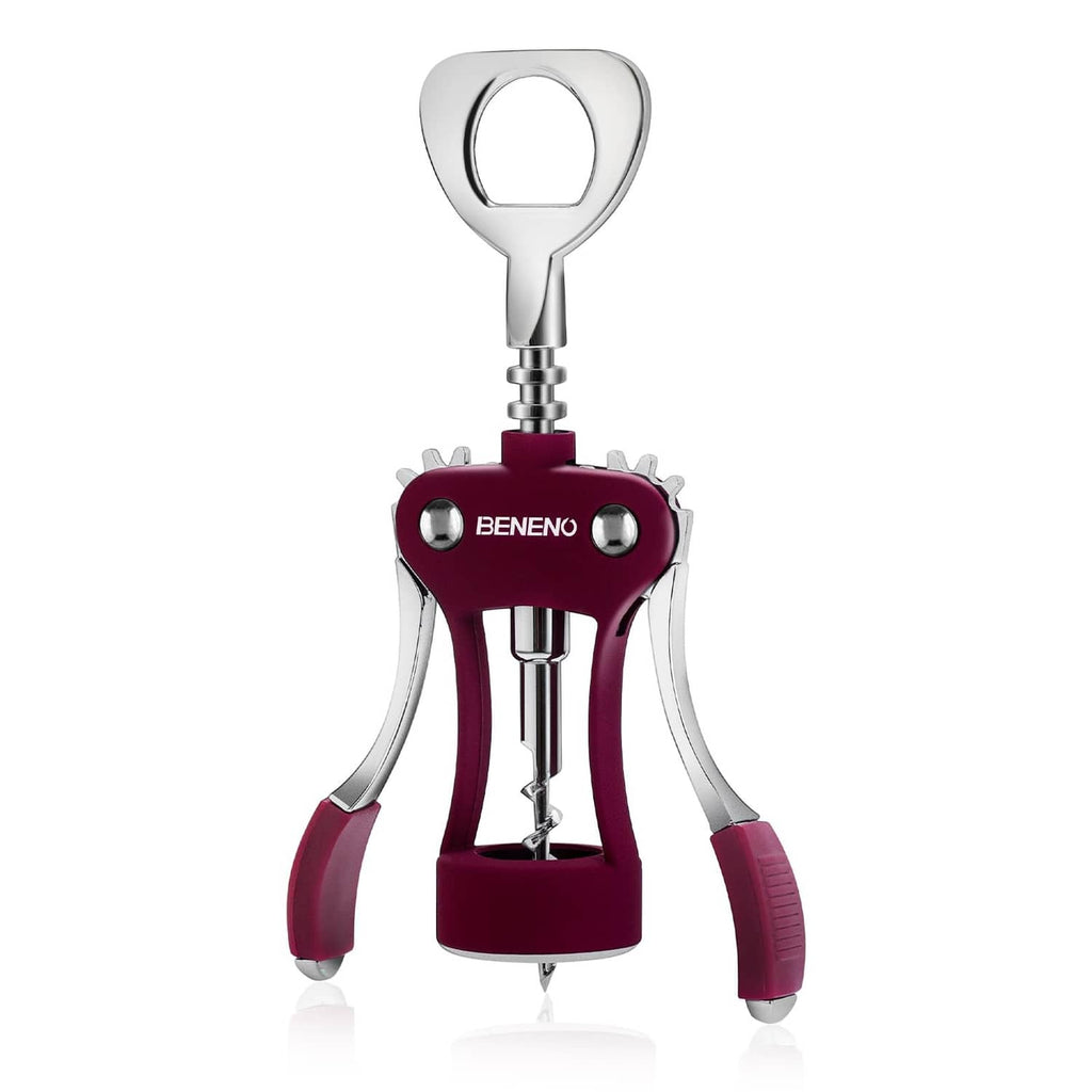 Purple wing corkscrew with chrome oval top handle and molded support base