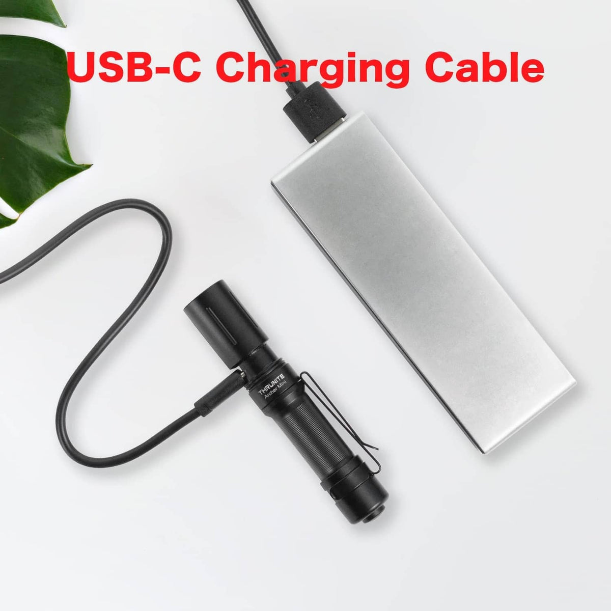 ThruNite Archer Mini pocket EDC pen flashlight, black, with charging cable