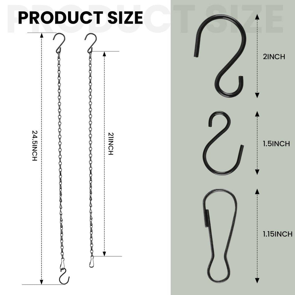 Black hanging chain set, about 24.5 in length, with curved S hooks