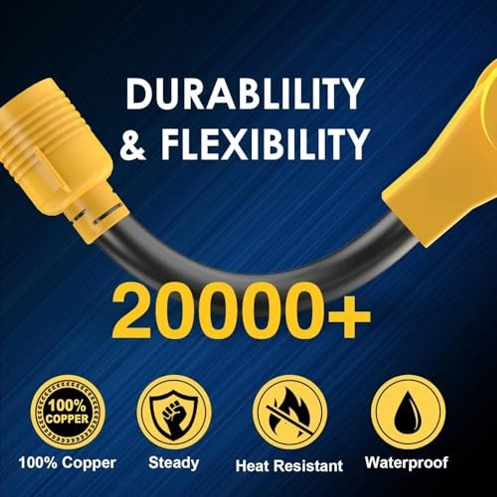 Durable 100% copper adapter cord, heat-resistant and waterproof with yellow connectors