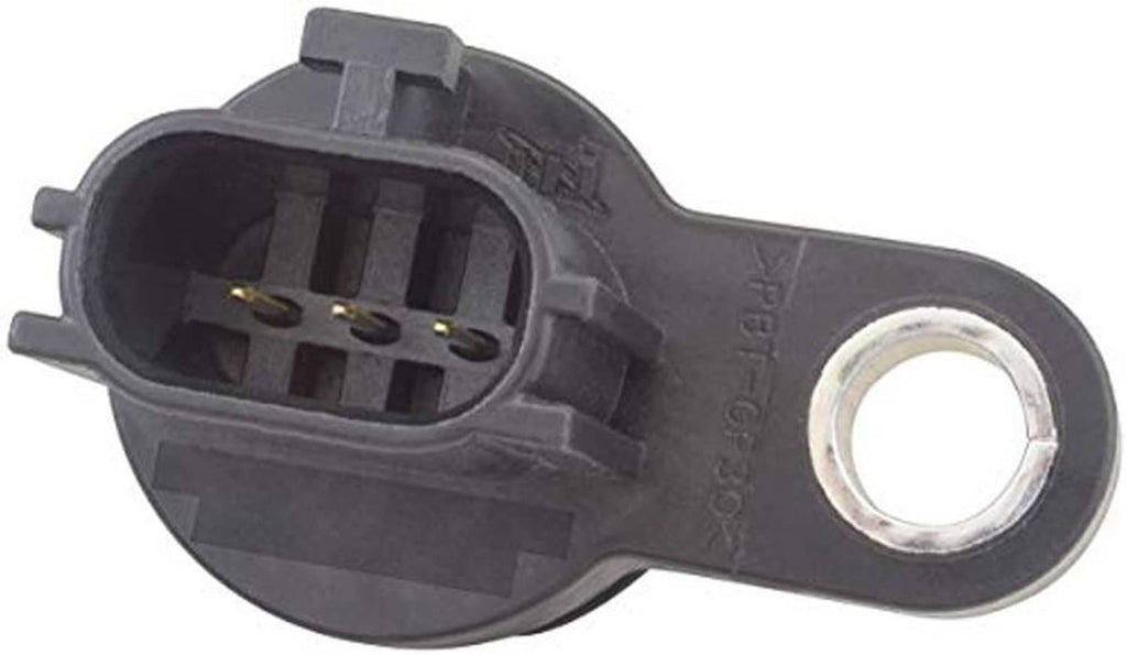 Camshaft position sensor with open wiring connector and circular mounting hole, dark gray