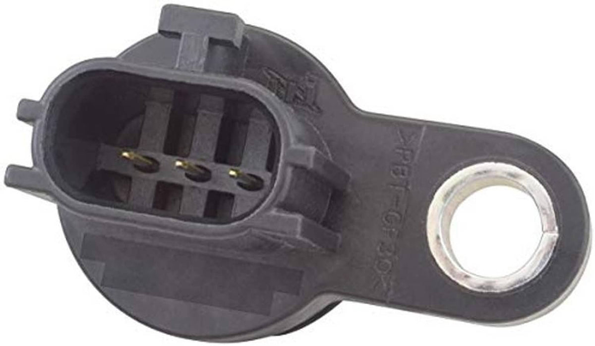 Camshaft position sensor with open wiring connector and circular mounting hole, dark gray