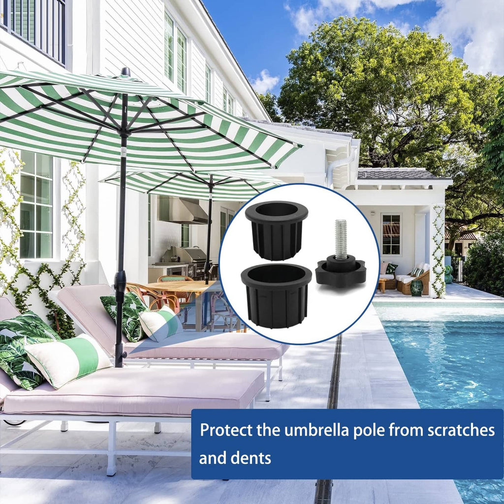 Black umbrella pole base hole ring plug cover caps to protect pole from scratches and dents