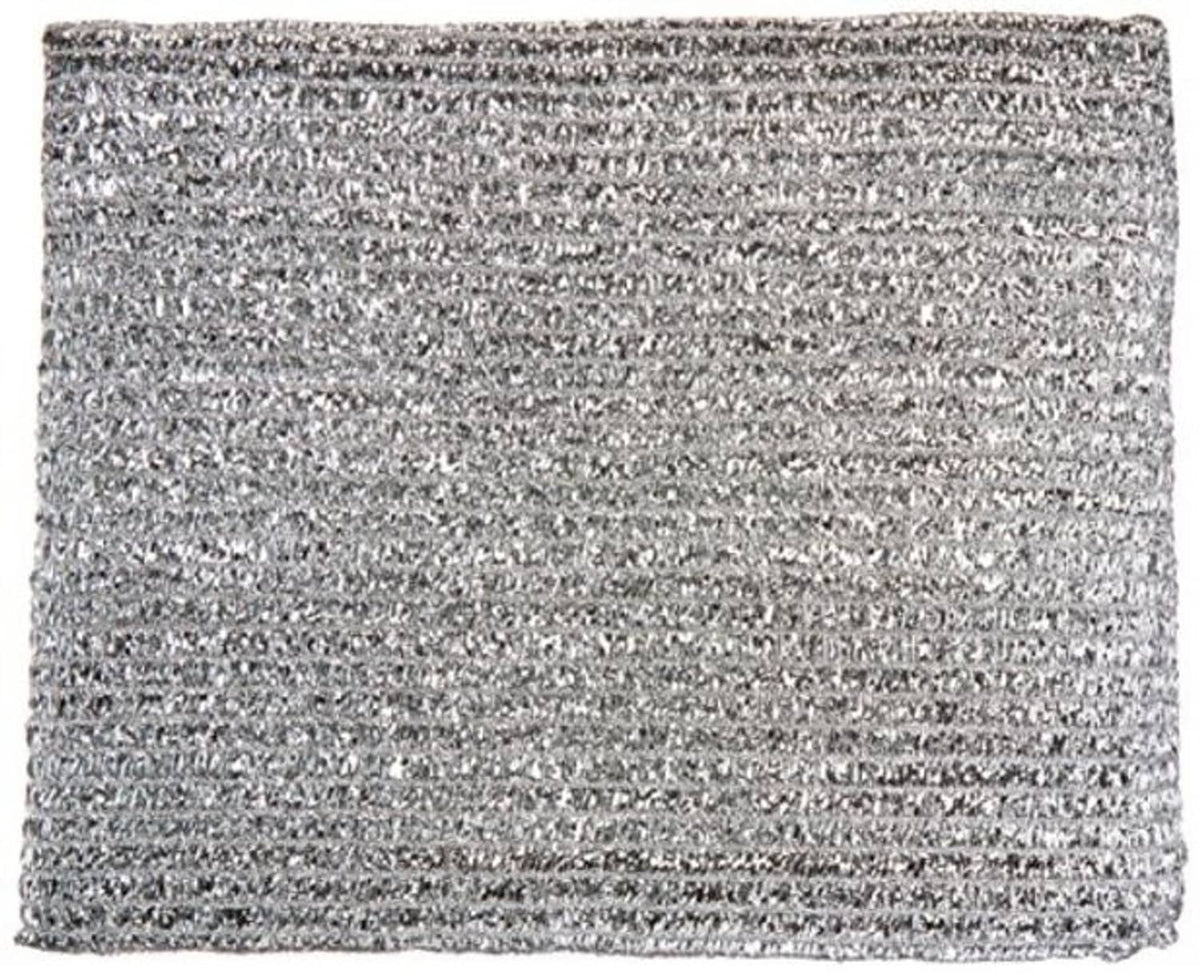 Silver-gray shade sail panel, tightly woven mesh with reinforced edges