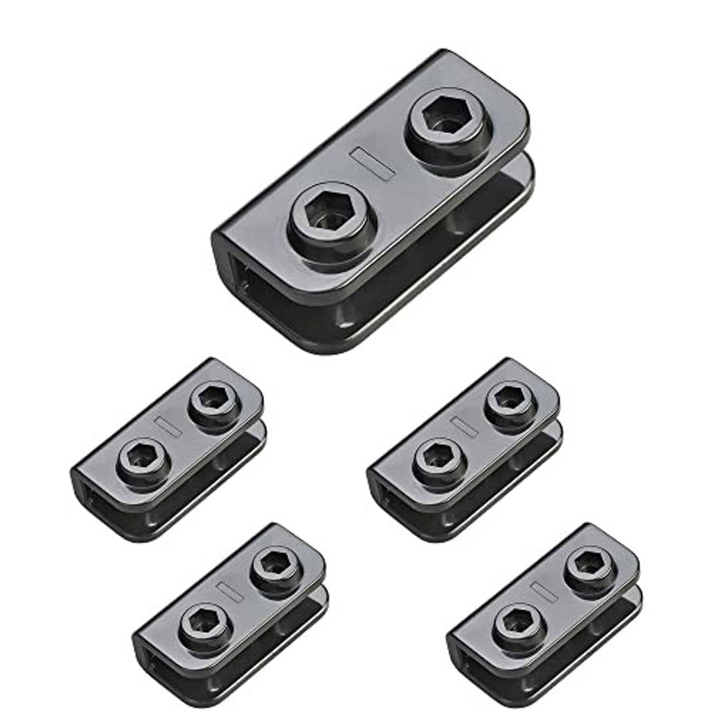 5-pack rectangular tent leg connector brackets with two hex nut openings, dark gray