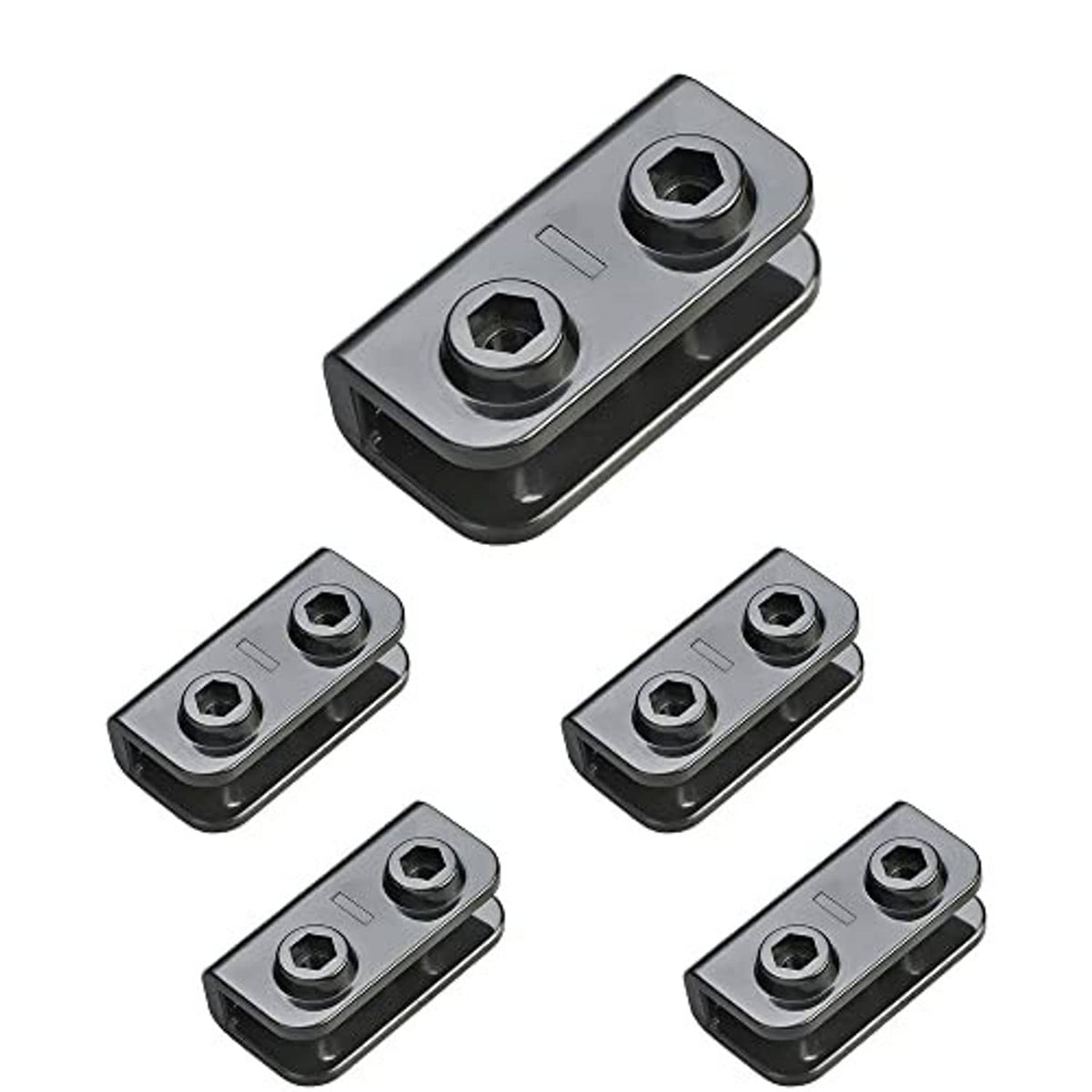 5-pack rectangular tent leg connector brackets with two hex nut openings, dark gray